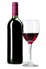Bottle and Glass of Red Wine