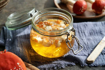 Preparation of herbal tincture from red fly agaric or amanita mushroom