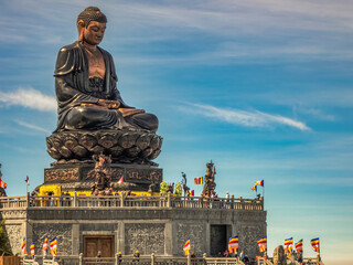 Buddha statue on top of Fansipan in Sun word Fansipan Legend, Sapa, Lao Cai, Vietnam.