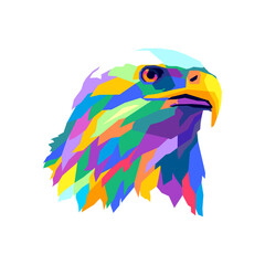 colorful eagle head isolated white background