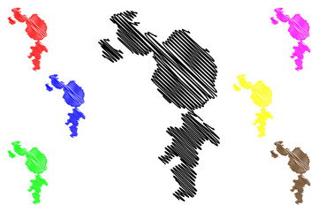 Chizumulu island (Republic of Malawi, Lake Malawi, Lake Nyasa, Lago Niassa) map vector illustration, scribble sketch Chizumulu map