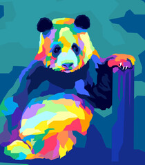 Cute panda pop art style