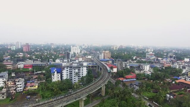 Kochi Metro Rail Passing through Ernakulam City