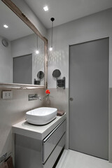 nterior view of a small modern bathroom