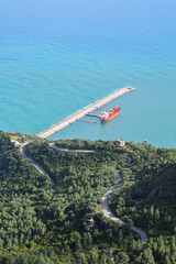 High-angle view of Bejaia port in Algeria. Global energy crisis.