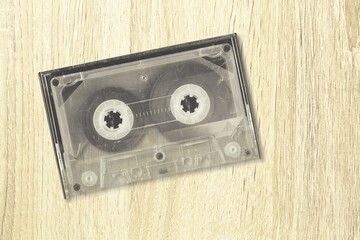 Retro old audio cassette on the desk