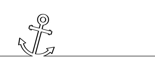 Black anchors seamless line pattern banner. Funny pirate, pirates sign. Flat vector sea symbol sign. Anchor for ship, boat maritime pictogram. Happy halloween party.