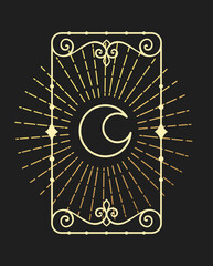 Magic Moon gold astrology. Boho vector illustration.