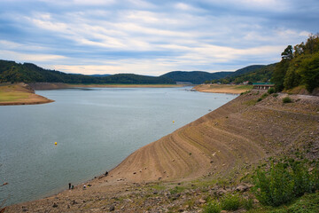 Drought at the Edersee, National Park, Hessen, Germany