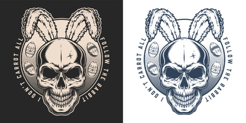 Evil Easter bunny poster vintage monochrome