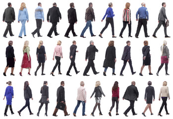 group of successful business people in motion isolated