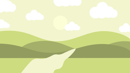 Art illustration landscape view design concept cartoon flat of scenery nature