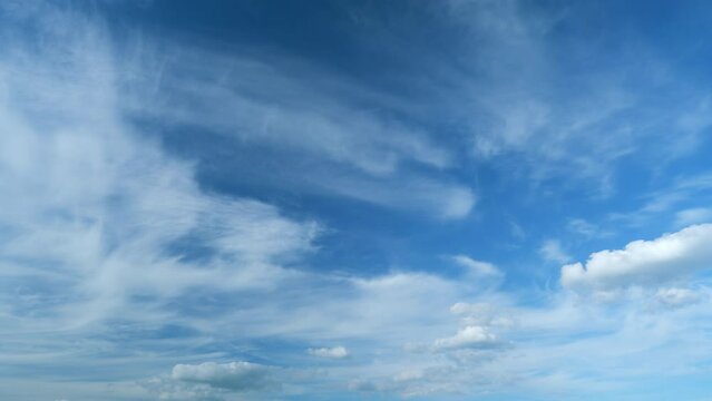 White and blue colors sky. Weather was very hot in the evening. Tropical summer sunlight. Timelapse.