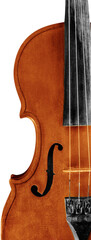 Close-up antique classical Violin on grey background