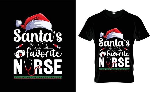 Santa Favorite Nurse Christmas T-shirt Design 