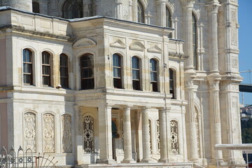 Istanbul city, mosque, bridge, water view, sky and clouds