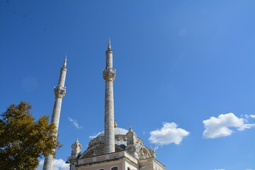 Istanbul city, mosque, bridge, water view, sky and clouds