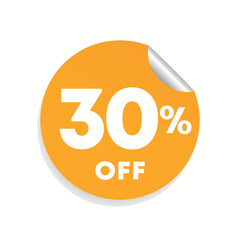 30% off. Sticker for offer, promotion, sales. Vector illustration for pricing in retail advertising campaigns.