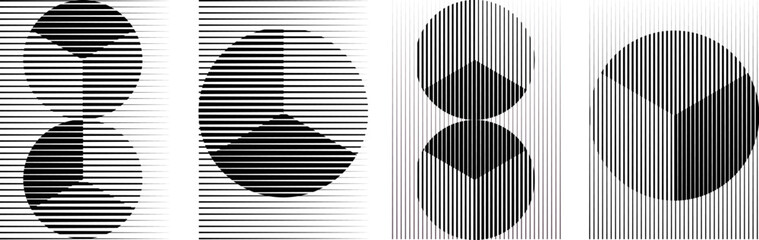 Art composition with lines .Modern art design .Design elements set .Transition speed lines .Bauhaus art style .Geometric shape. Wall art .