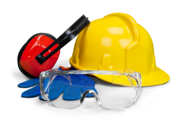 Safety equipment - hardhat, goggle, gloves and eye protection