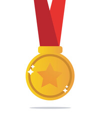 gold medal with ribbon congratulation icon 