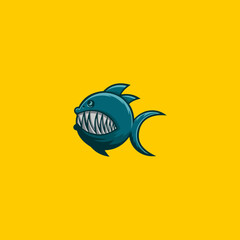 illustration angry fish vector graphic good for dangerous fishing