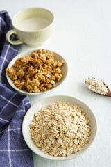 Granola with oats in small plate.