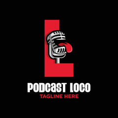Letter L Podcast Logo Design Template Inspiration, Vector Illustration.