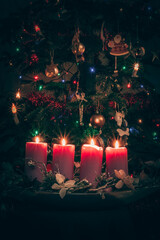 four burning advent candles