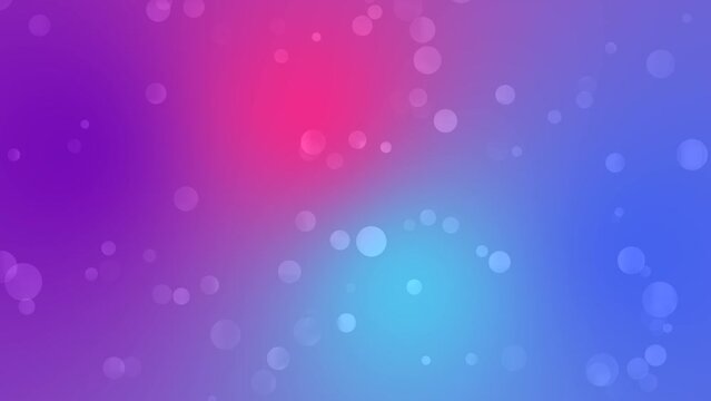Pink, light blue, purple and sky blue bokeh gradient background loop motion. Moving bubbles color backdrop animation. Floating circles with soft color transitions. 