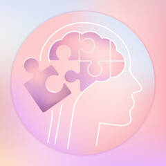 Human head with puzzle pieces instead of brain