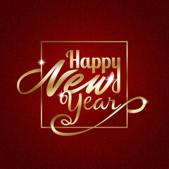 Happy New Year modern golden banner on velvet back