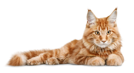 Adorable red cat isolated on white background