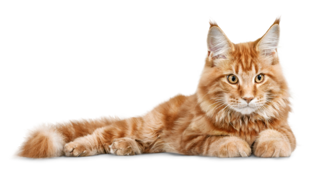 Adorable red cat isolated on white background