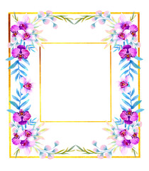 frame with flowers orchids 