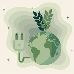 earth planet with energy plug