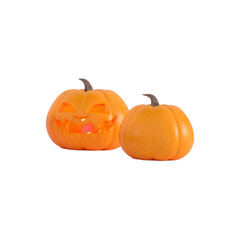 Halloween pumpkin lantern and a pumpkin isolated on transparent background