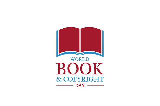 Red World Book and Copyright Day Logo Icon Isolated on White Background