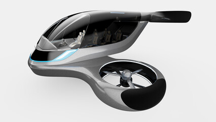 3d rendered fictional illustration of a generic air taxi concept © Sebastian Kaulitzki