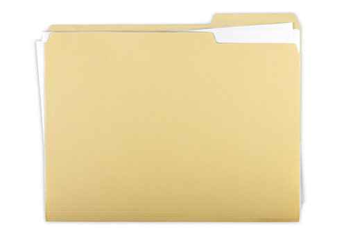 File Folder with Documents, Note and Blank