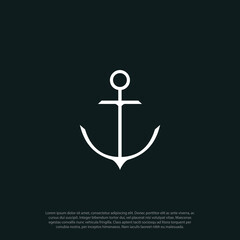 Black and white simple minimalist vector line art anchor sea ship logo vector © vian