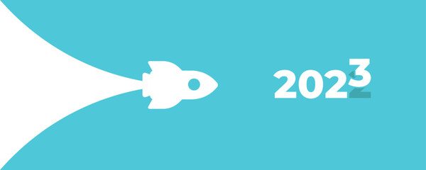 Jet is moving towards its 2023 target. business creativity new idea discovery innovation technology. new year idea concept.