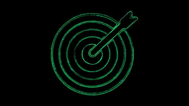 Target Goal Animated Icon appearing with Lines on black background. Goal direction and connection on the business concept. teamwork, success goal, target achievement. Targeting the business.