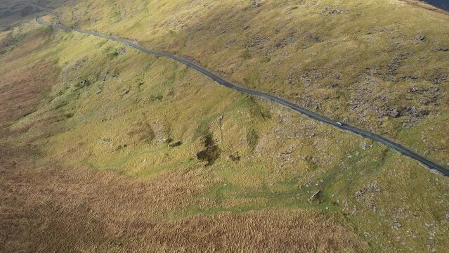 4K aerial over the Dingle Peninsula, County Kerry, Ireland at the beautiful Conor Pass, 2022