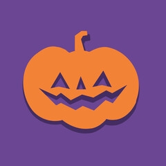 Halloween carved pumpkin. Cute illustration, flat design.