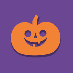Halloween carved pumpkin. Cute illustration, flat design.