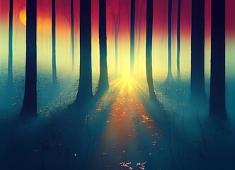 rainbow wood background with rays