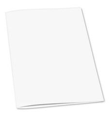 Close up of a blank folded white paper on white background