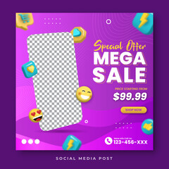 Mega sale creative social media template