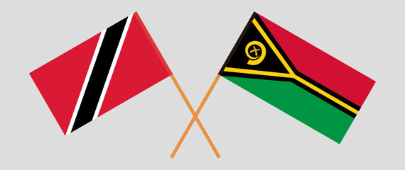 Crossed flags of Trinidad and Tobago and Vanuatu. Official colors. Correct proportion